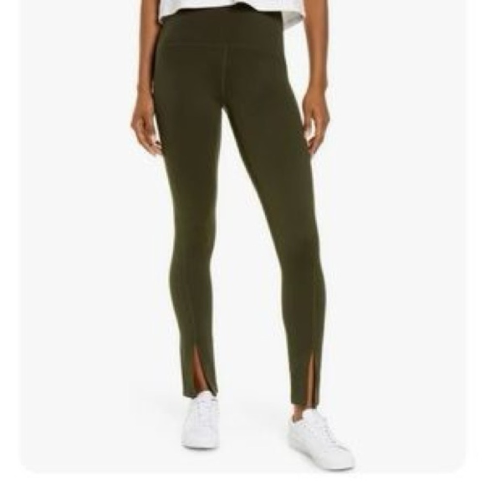 ZELLA, Dark Green Split Hem Leggings